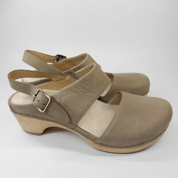DANSKO Lucia Slingback Clog Pumps Shoes Size 40 9.5 10 Taupe Nubuck NEW $159 - Picture 4 of 14
